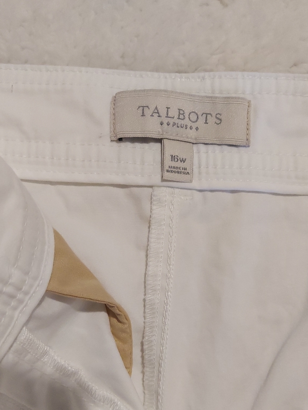 Talbots White Plus-Size Cotton Pocket Accent Wide Leg Ankle Length